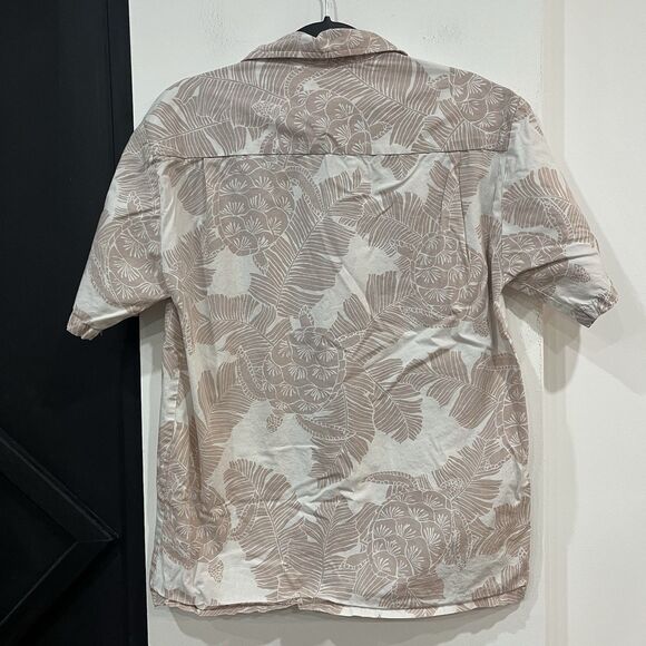 Blue Hawaii Tropical Print Button Up Shirt Palm Leaf Turtle Men’s Size Medium - Picture 4 of 5